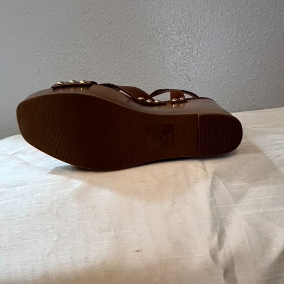 Aldo Brown Leather Wedge Sandals – Size 6.5 / 37 – Made in Brazil – NEW - Picture 5 of 10